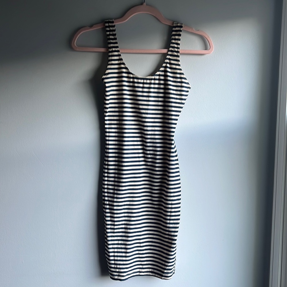 American Apparel Black and White Striped Tank Mini Dress